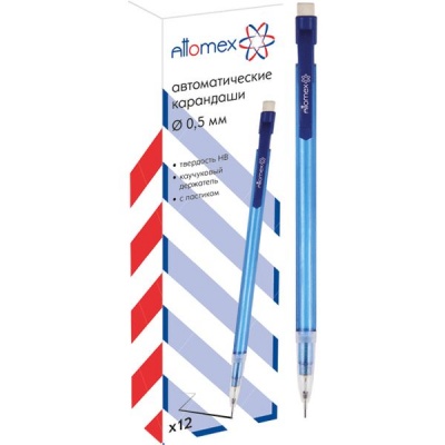 Карандаш механический 0.5 мм, HB, Attomex, пластиковый корпус, клип, ластик Карандаш механический 0.5 мм, HB, Attomex, пластиковый корпус, клип, ластик