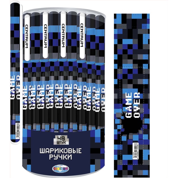 Ручка шариковая, синяя, 0.7 мм, круг. корпус, CENTRUM Game over Акция!