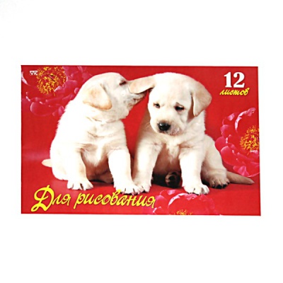 Альбом для рисования А4, 12 л., скоба, 100 г/м², обл. мел. бум., Hatber ECO Верные друзья_5 дизайнов