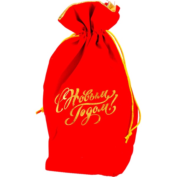 Мешочек подарочный на утяжке, 230*330 мм, текстиль, Darlens С Новым годом, красный Акция!