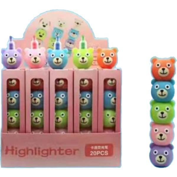 Текстмаркеры 4 цвета, интенсивные, ШЛ 1-5 мм, н-к "клин", софт-тач, CENTRUM Медведи