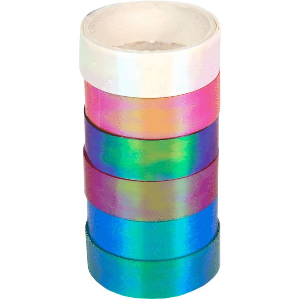 Лента клейкая декоративная 15 мм * 3 м, голографическая, микс 6 цветоа, deVENTE Iridescent  Акция!
