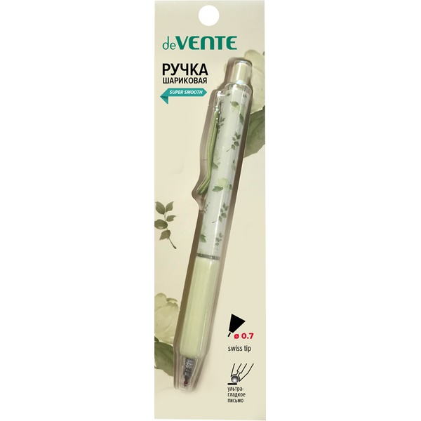 Ручка шариковая автомат., синяя, Ø 0.7 мм, эрг. грип, аромат жасмина, deVENTE Aroma Flowers (блистер)