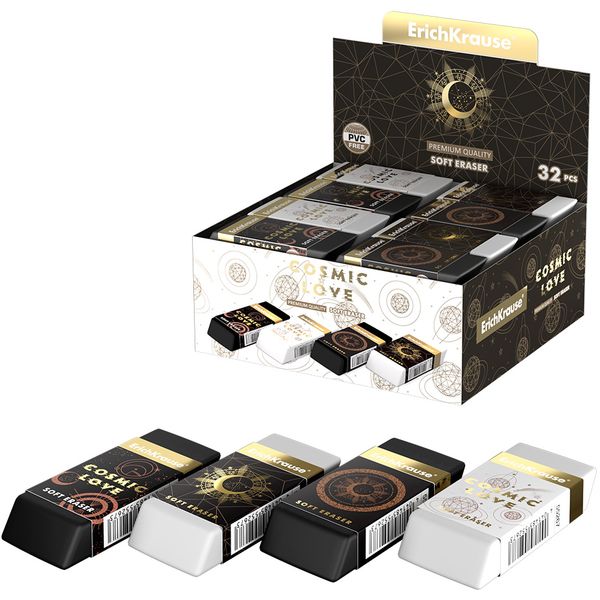 Ластик ErichKrause Magic Sky, TPR (Dust free), скошенный, 65*25*10 мм, карт. держатель, 4 дизайна Ластик ErichKrause Magic Sky, TPR (Dust free), скошенный, 65*25*10 мм, карт. держатель, 4 дизайна