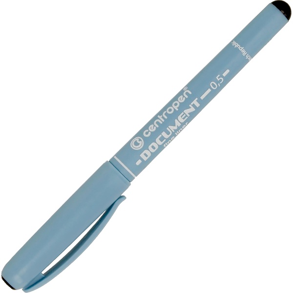 Ручка капиллярная (линер), черная, лин. 0.5 мм, ДП 600 м, сер. эрг. корп., метал. н-к, Centropen Document