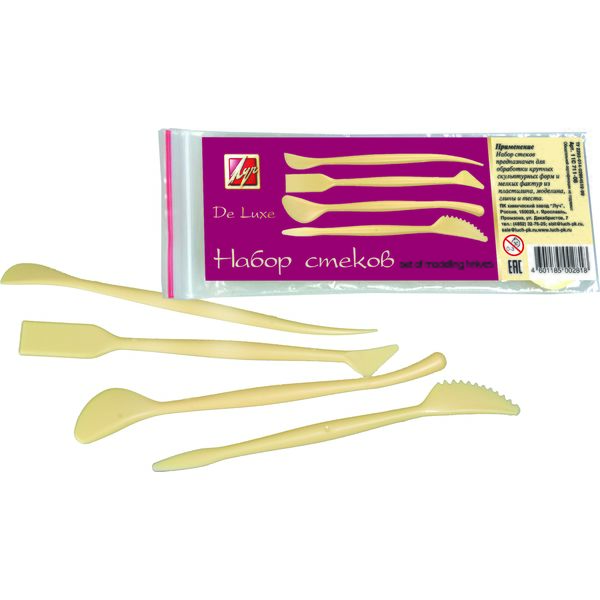 Стеки для лепки ЛУЧ De Luxe: набор 4 шт., двусторонние, пластиковые (п/п)