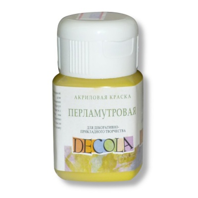 Краска акриловая универсальная DECOLA, перламутровая, желтая, банка 50 мл Акция!