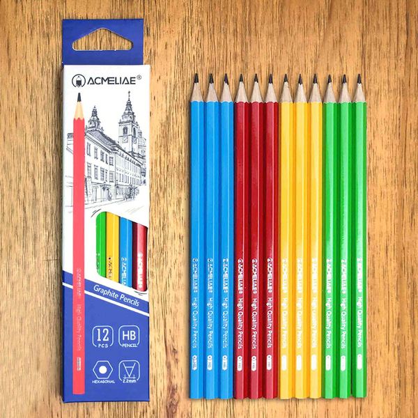 Карандаш чернографитный, HB, деревянный, шестигранный, ассорти 4 цвета, Acmeliae Карандаш чернографитный, HB, деревянный, шестигранный, ассорти 4 цвета, Acmeliae