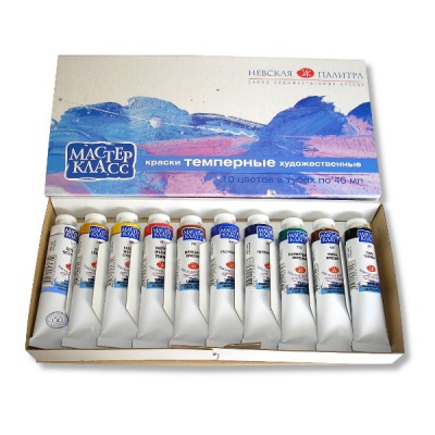 Краски темперные Мастер-Класс, 10 цв/туб по 46 мл, картон. уп.