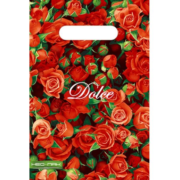Пакет с вырубной ручкой, 30*20 см, полиэтилен 30 мкм, Мелкие красные розы Пакет с вырубной ручкой, 30*20 см, полиэтилен 30 мкм, Мелкие красные розы