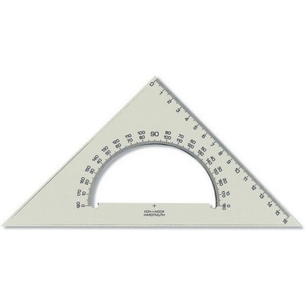 Угольник-транспортир 45°/17.7 см, пластиковый, полупрозрачный, KOH-I-NOOR_дымчатый Акция!
