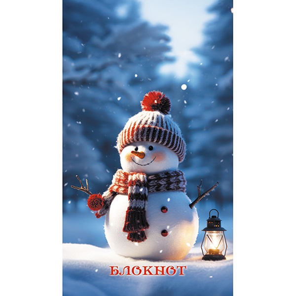 Блокнот на скобе А7, 16 л., клетка, 60 г/м², вд-лак, PLANO Снеговик Блокнот на скобе А7, 16 л., клетка, 60 г/м², вд-лак, PLANO Снеговик