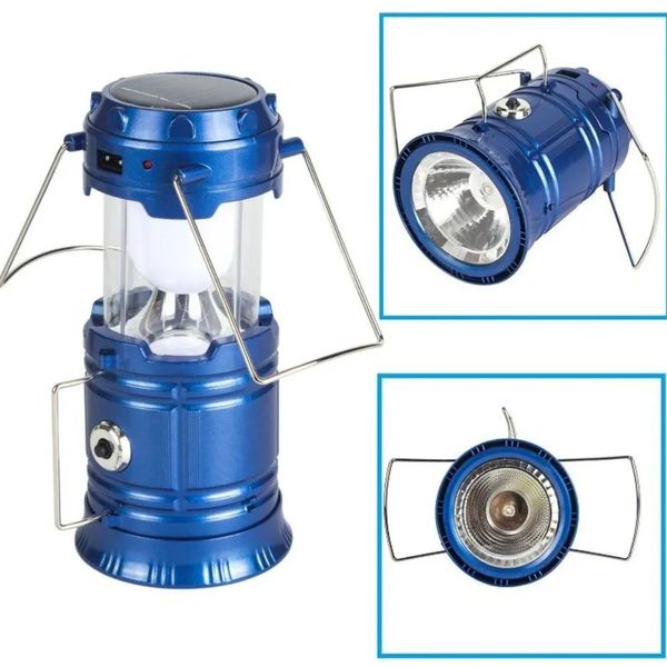 Фонарь кемпинговый складной T-5800H, светильник + прожектор (зарядка от 220V и фотоэлементов)