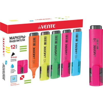 Текстмаркер розовый, интенсивный, ШЛ 1-5 мм, н-к "клин", deVENTE