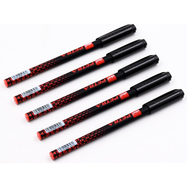 Ручка шариковая, красная, 0.7 мм "игла", круг. корпус, цв. принт, ELLOTT Petra