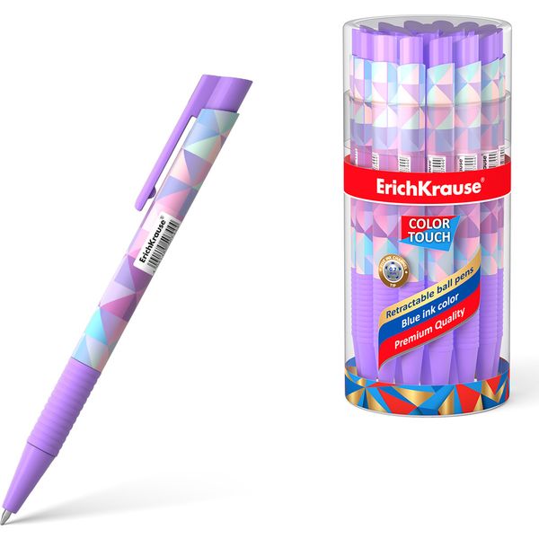 Ручка шариковая автомат., синяя, 0.7 мм, эрг. грип, soft-touch, ErichKrause ColorTouch Magic Rhombs Ручка шариковая автомат., синяя, 0.7 мм, эрг. грип, soft-touch, ErichKrause ColorTouch Magic Rhombs
