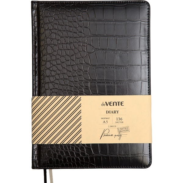 Ежедневник недатированный, А5, 136 л., 70 г/м2, тв. перепл., и/к"croco", поролон, deVENTE Belcanto_черный Ежедневник недатированный, А5, 136 л., 70 г/м2, тв. перепл., и/к"croco", поролон, deVENTE Belcanto_черный