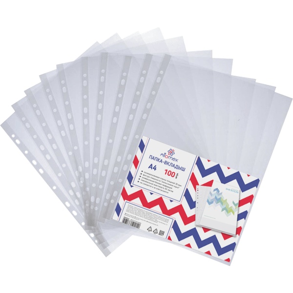 Файл-вкладыш А4+, 30 мкм, "апельсин", унив. перф., Attomex (100 шт.)