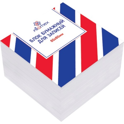 Бумага для заметок, 8*8*5 см, без склейки, 80 г/м², белая (90%), Attomex