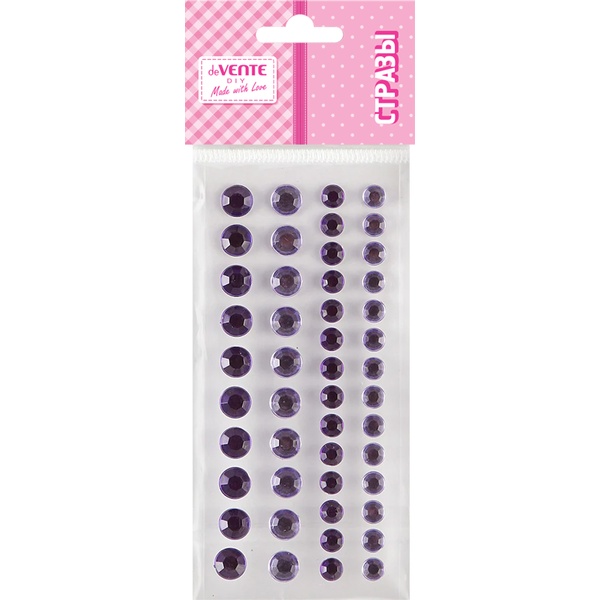 Стразы самоклеящиеся, 48 шт., круглые, Ø 8/6 мм, цв.: лилов./фиолет., deVENTE DIY_Two Tone Rhinestones
