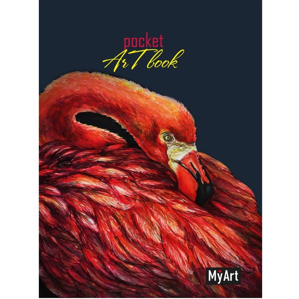 Скетчбук А6, на склейке, 80 л., бел. блок 100 г/м², MyArt Pocket ArtBook_Фламинго   Акция
