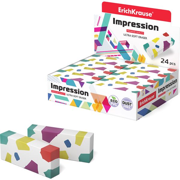 Ластик ErichKrause Impression, Eco-PVC (Dust free), прямоугольный, 60*25*11 мм
