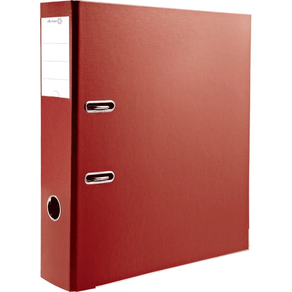 Папка–регистратор А4, 75 мм/500 л., ПВХ, т/карман, метал. уг., красная, Attomex Lite