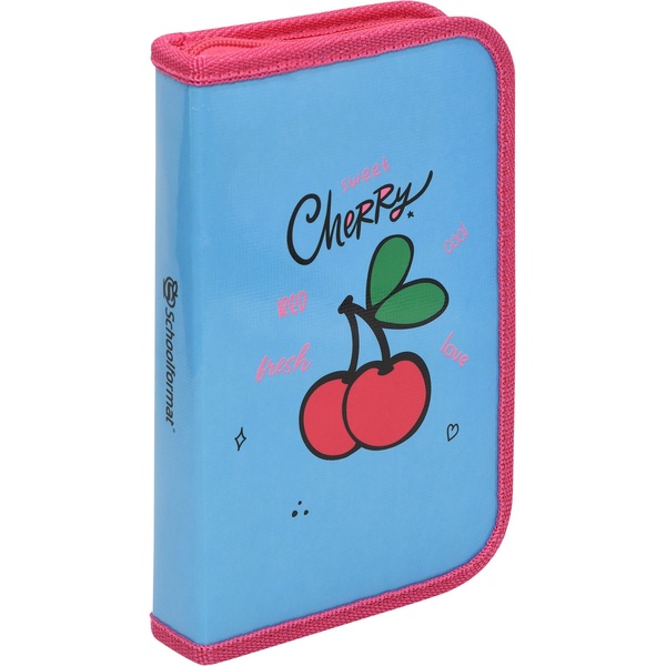 Пенал 1 отд., на молнии, 190*115*27 мм, текстиль, Schoolformat Cherries  Акция!