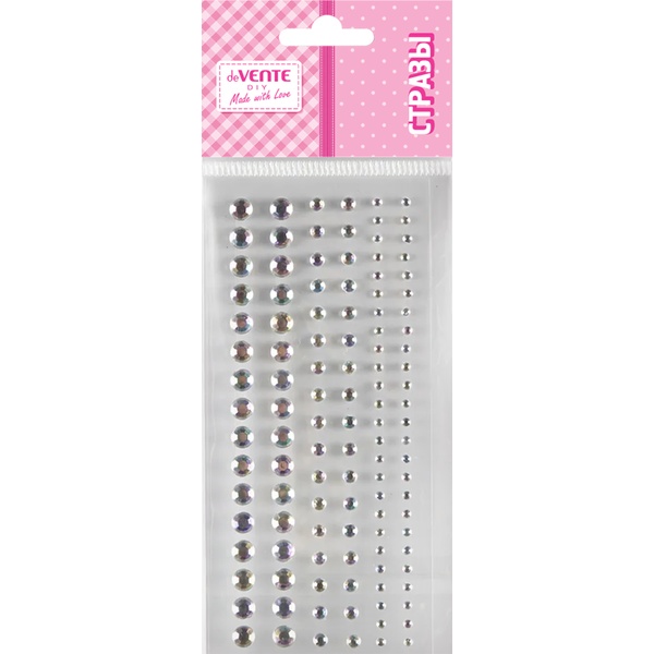 Стразы самоклеящиеся, 116 шт., круглые, 3 р-ра, цв.: радужный, deVENTE DIY Mixed size Rhinestones set