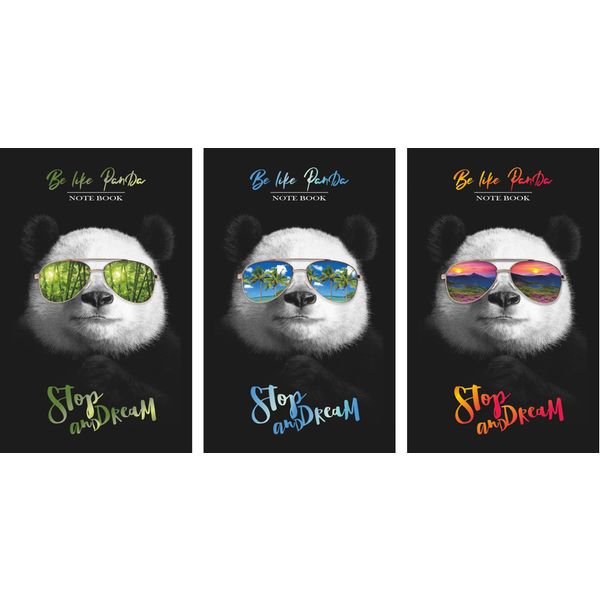 Блокнот на скобе А6, 30 л., клетка, 65 г/м2, Lamark Panda_3 дизайна Блокнот на скобе А6, 30 л., клетка, 65 г/м2, Lamark Panda_3 дизайна