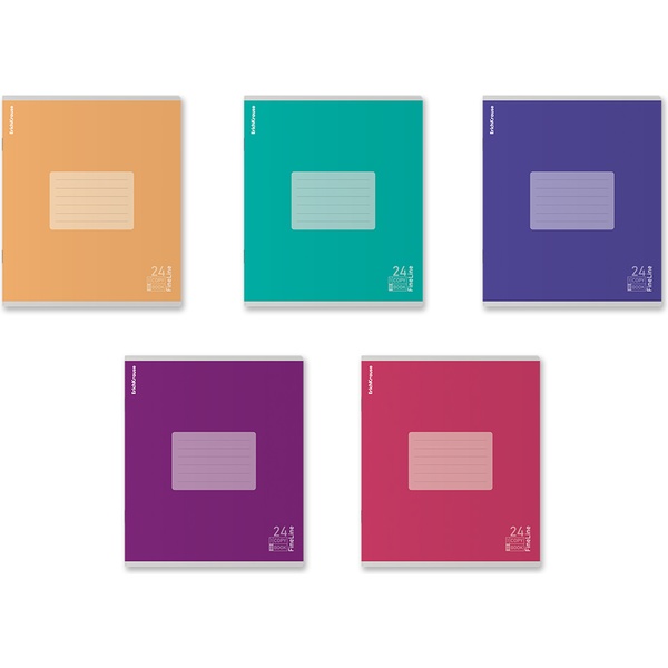 Тетрадь А5, клетка, 24 л., на скобе, 80 г/м², мел. картон, ErichKrause Классика FineLine_MIX-PACK Акция!