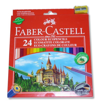 Карандаши цветные 24 шт., деревянные, шестигранные, с точилкой, Faber-Castell ЗАМОК (в к/к) Карандаши цветные 24 шт., деревянные, шестигранные, с точилкой, Faber-Castell ЗАМОК (в к/к)