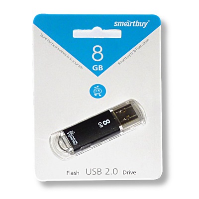 Флеш-накопитель USB 2.0, 8 ГБ, Smartbuy V-Cut_бриллиантовый черный