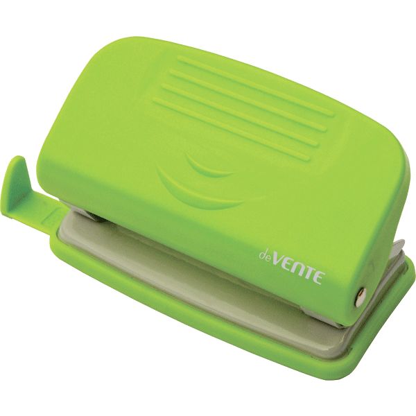 Дырокол на 10 л., 2 отв., пластик. рукоятка, deVENTE Neon_зеленый