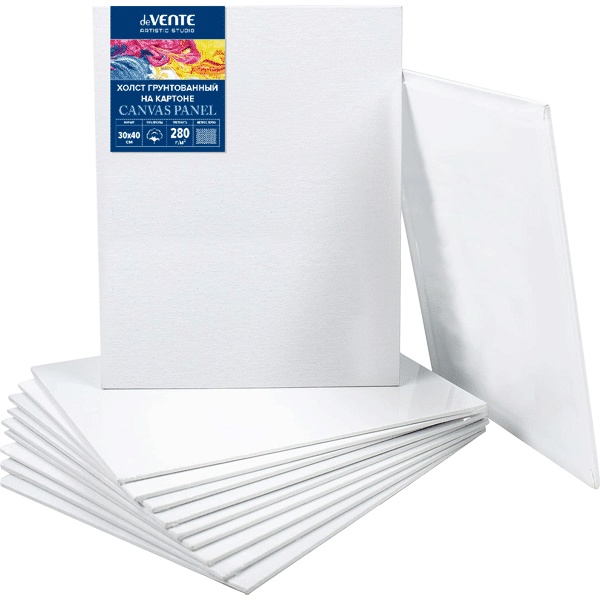 Холст на картоне грунтованный, 30*40 см, 100% хлопок, м/зерно, 280 г/м², deVENTE Artistic Studio