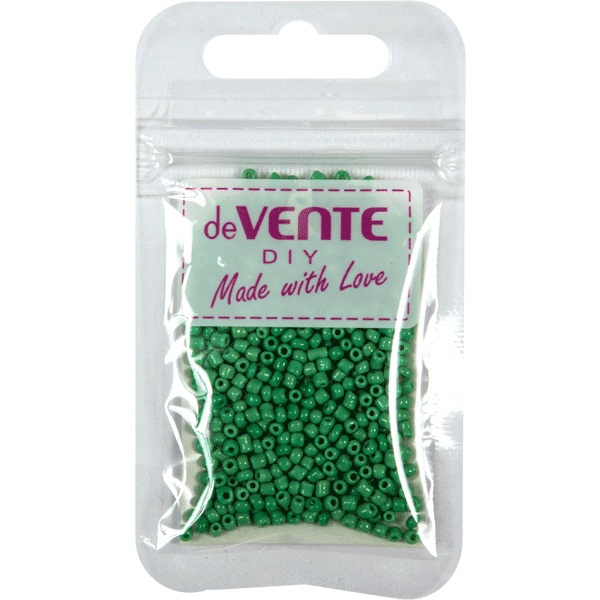 Бисер круглый Ø2 мм, 10 г, непрозрачный, цв.: изумрудный матовый, deVENTE DIY Opaque