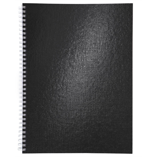 Тетрадь А4, 96 л., клетка, 60 г/м², на гребне, обл. бумвинил, тисн. "сатин", Hatber Metallic_черная