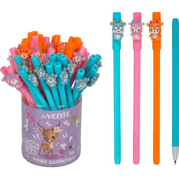 Ручка шариковая с декором, синяя, 0.7 мм, круг. корп., deVENTE Funny Tales_3 дизайна