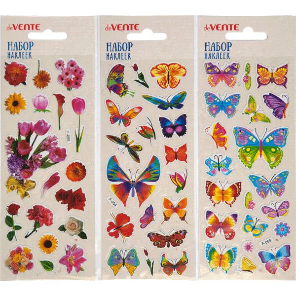 Паф-стикеры (объемные) deVENTE Butterflies&Flowers, PVC, 70*170 мм, 3 дизайна Паф-стикеры (объемные) deVENTE Butterflies&Flowers, PVC, 70*170 мм, 3 дизайна