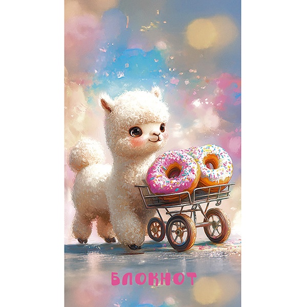 Блокнот на скобе А7, 16 л., клетка, 60 г/м², вд-лак, PLANO Лама-сладкоежка Блокнот на скобе А7, 16 л., клетка, 60 г/м², вд-лак, PLANO Лама-сладкоежка