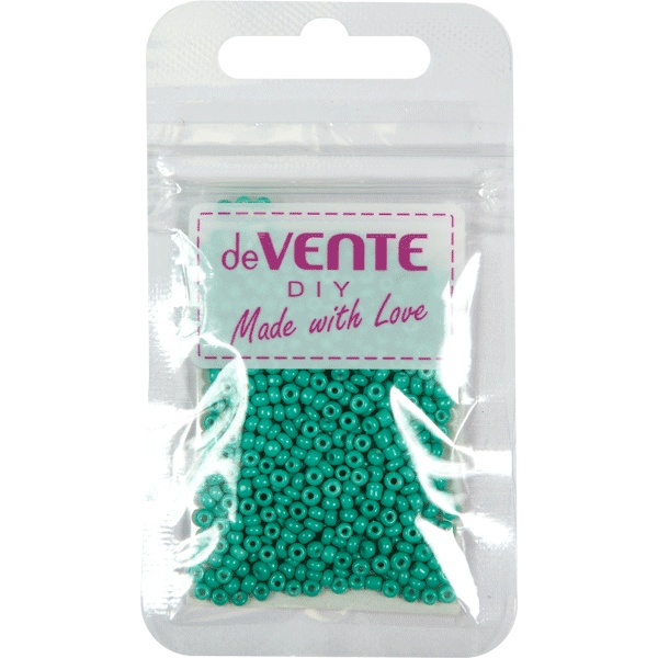 Бисер круглый Ø2 мм, 10 г, непрозрачный, цв.: бирюзовый матовый, deVENTE DIY Opaque