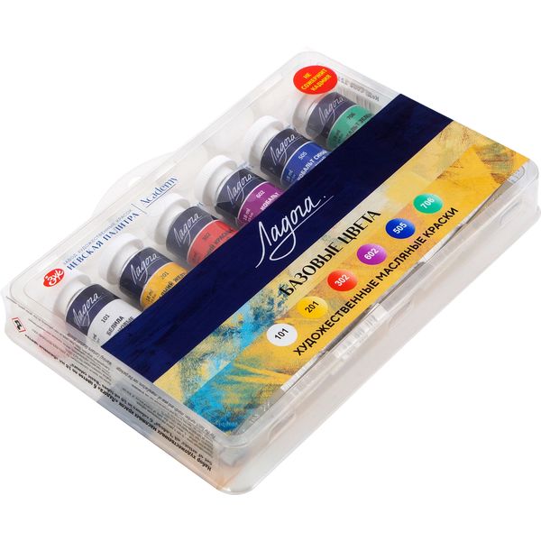 Краски масляные художественные ЛАДОГА Basic colours, 6 (Cadmium free) туб по 18 мл, пл. коррекс