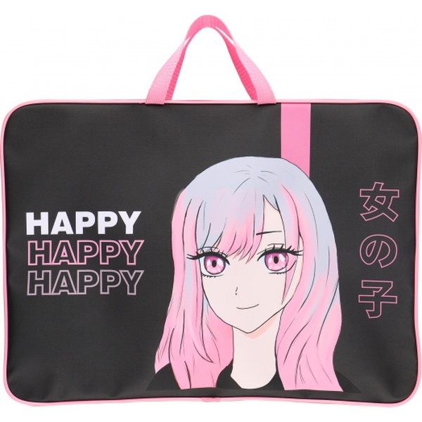 Папка художника, А3, текстильная, с ручками, молния вокруг, КОКОС Happy Anime Папка художника, А3, текстильная, с ручками, молния вокруг, КОКОС Happy Anime
