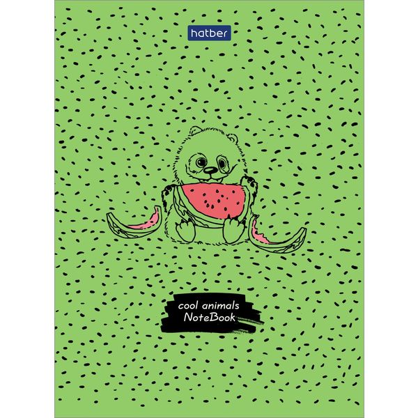 Блокнот на скобе А6, 48 л., точка, 70 г/м2, матовая лам., Hatber Забавные зверята_5 дизайнов