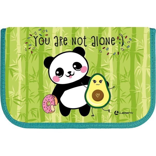 Пенал 1 отд., на молнии, 210*140*40 мм, текстиль, 2 откид. планки, LAMARK Smart blocks_Панда+Авокадо  Акция!