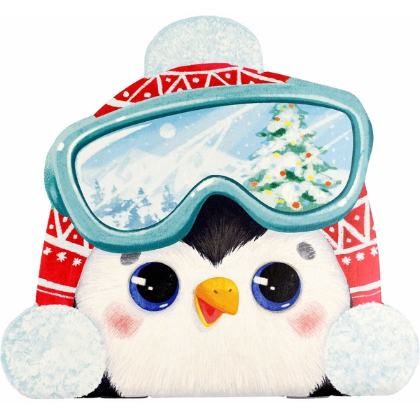 Блокнот на скобе А6+, 30 л., нелинов., 60 г/м², контурная вырубка, ФЕНИКС+ Новогодний пингвин   Акция!