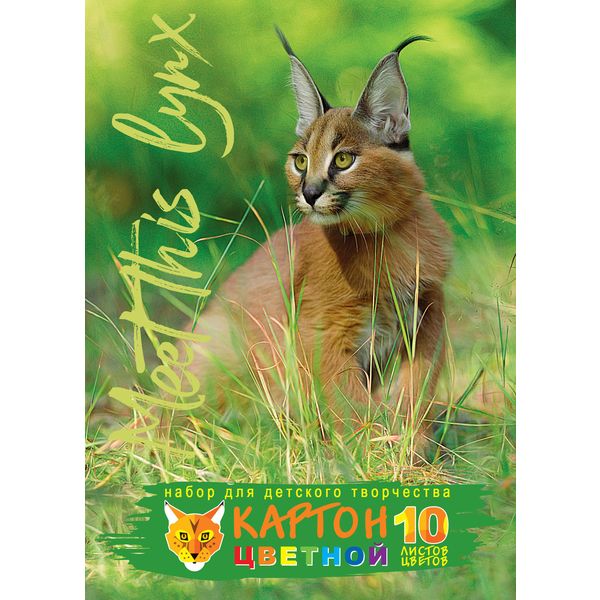 Картон цветной немелованный 10 цв., 10 л., А5, 1-ст., КБС, Hatber ECO Взгляд рыси Картон цветной немелованный 10 цв., 10 л., А5, 1-ст., КБС, Hatber ECO Взгляд рыси