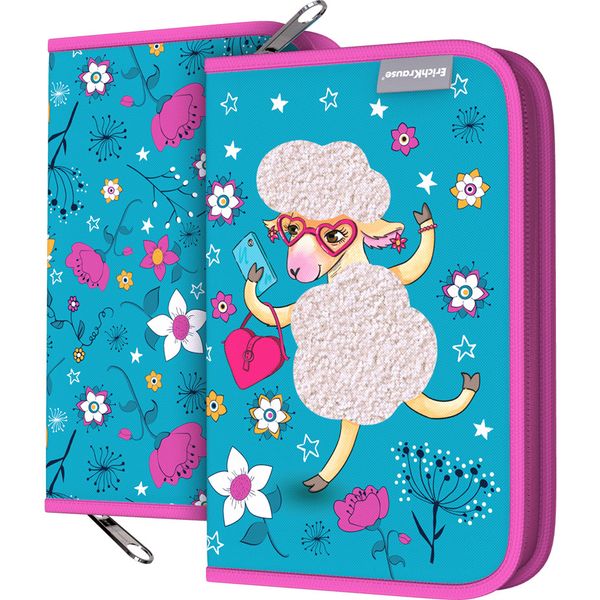 Пенал 1 отд., на молнии, 205*135*30 мм, текстиль, ErichKrause Flower Sheep 