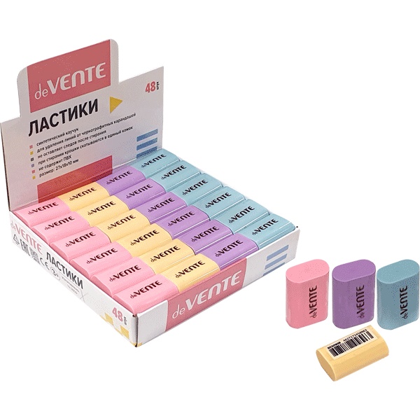 Ластик deVENTE Pastel, TPR, прямоугольный, 22*18*10 мм, 4 дизайна Ластик deVENTE Pastel, TPR, прямоугольный, 22*18*10 мм, 4 дизайна