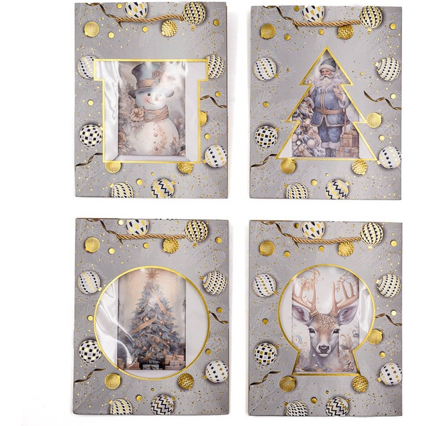 Пакет подарочный, 18*23*10 см, мел. картон, прозр. "окно", тисн. ф., MAYLOTT Новогодний_4 дизайна Акция!